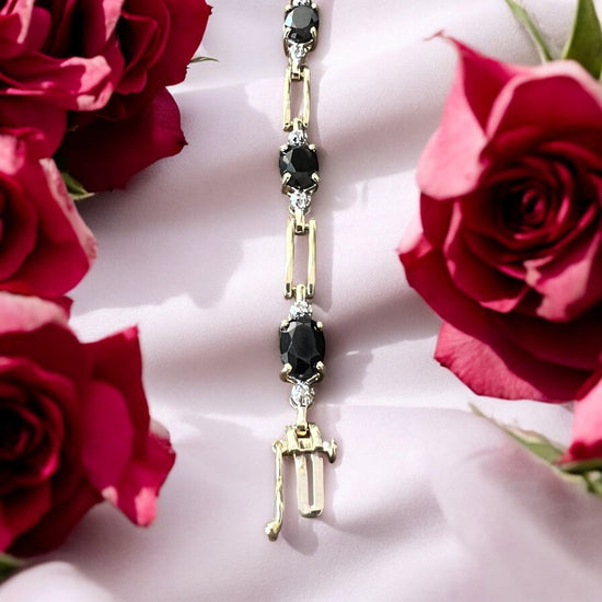 Rallé Elegant 7.25" Onyx Diamond Bracelet - Alternate angle view highlighting gemstone elegance and refined craftsmanship.