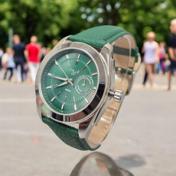 Ralle Nexus Green Date Dial Watch – Seiko VH64 Sweeping Quartz Men's Watch
