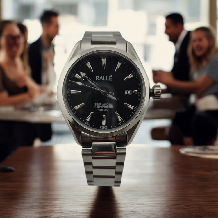 Rallé CLASSIC Watch - Side view showing premium stainless steel case and dial details.