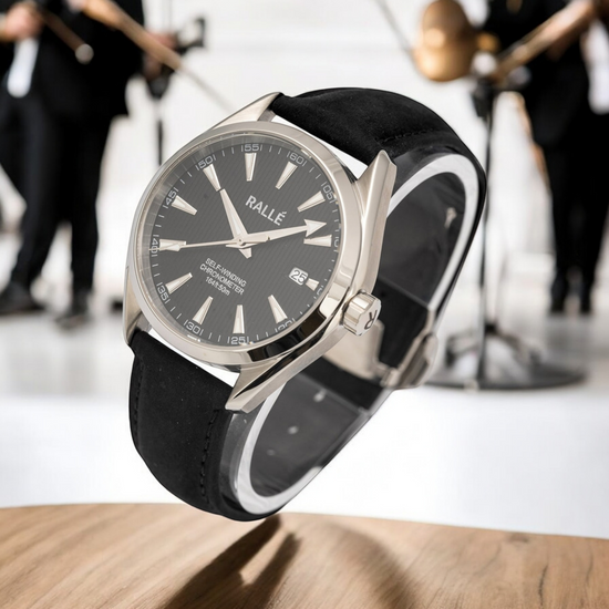 Rallé CLASSIC Watch - Angled view showing premium stainless steel case and dial details.