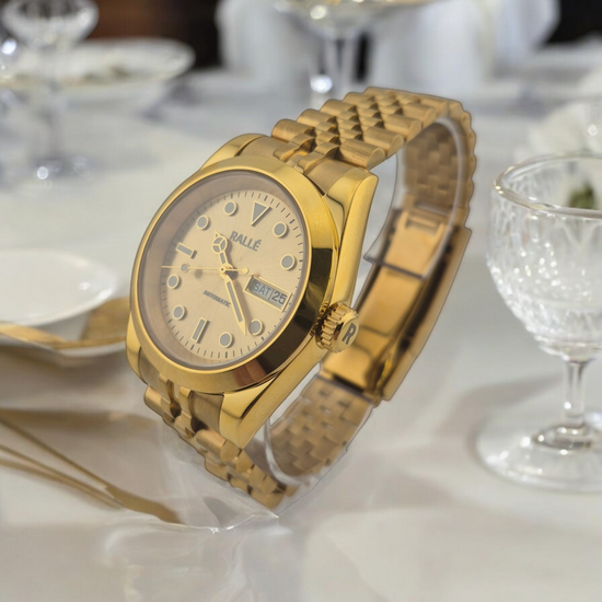 Rallé Golden Age Watch - Close-up dial view showing premium stainless steel case and dial details.