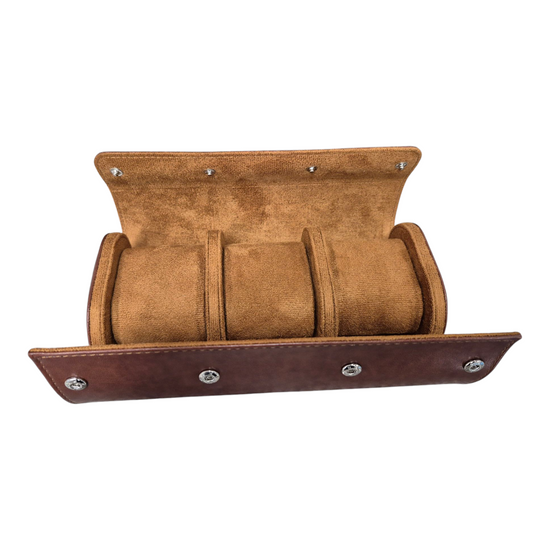 Rallé Three Slot Leather Travel Roll - Front view showing refined craftsmanship and premium detail.