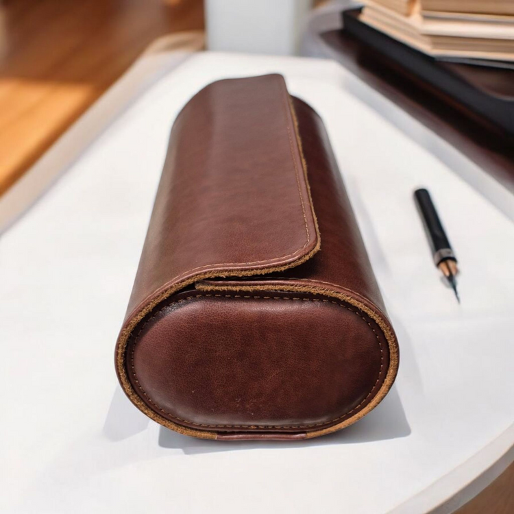 Rallé Three Slot Leather Travel Roll - Alternate view showing refined craftsmanship and premium detail.