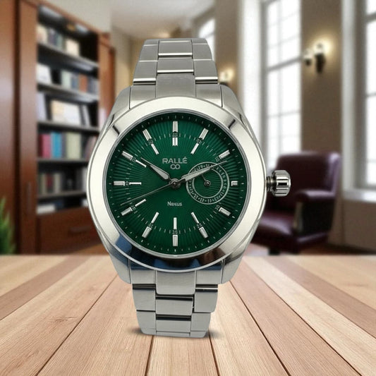 Ralle Nexus Green Date Dial Watch – Seiko VH64 Sweeping Quartz Men's Watch