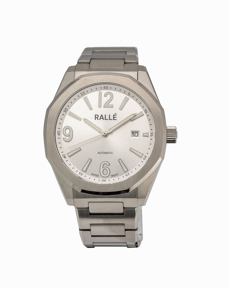 Ralle Executive Swiss Automatic Watch - Alternate view showing premium stainless steel case and dial details