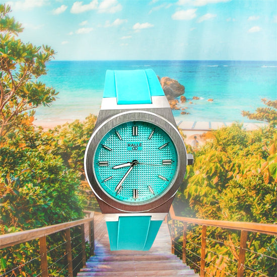 Rallé BAYSIDE Watch - Angled perspective view showing premium stainless steel case and dial details.